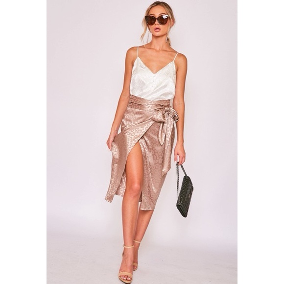 CHAMPAGNE GARDENS SILK MIDI SKIRT - Picture 7 of 8